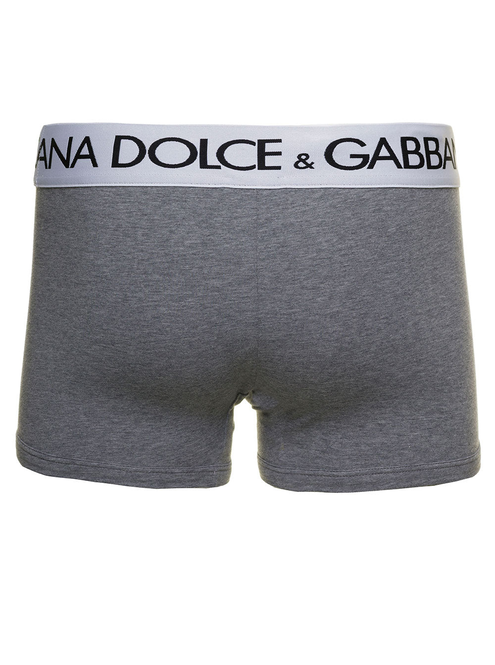 Grey Boxer Briefs With Branded Waistband Stretch Cotton Man Elastane Underwear