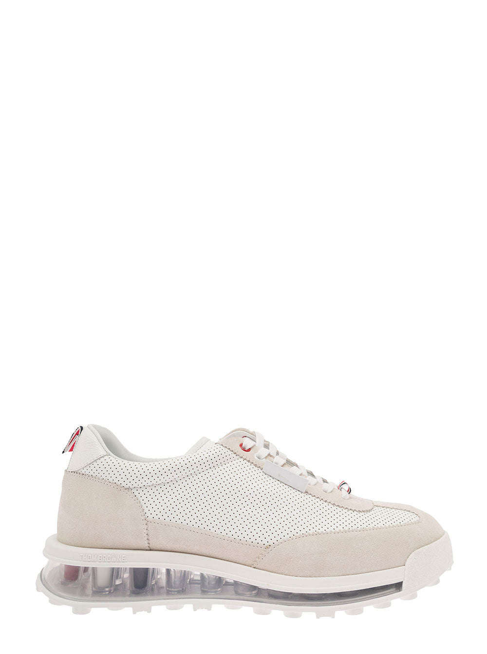 Low-Top Sneakers With Rwb Stripe White Leather Man Calf