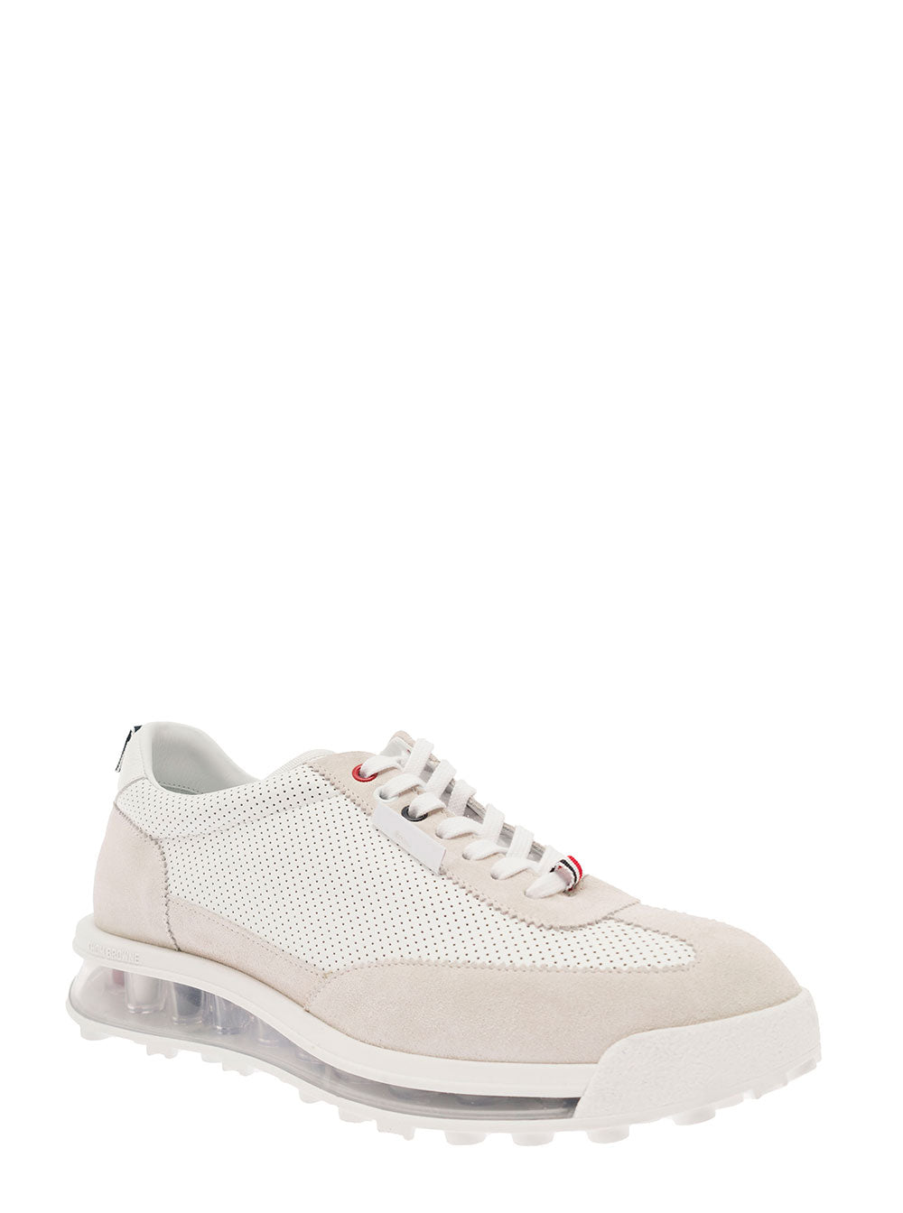 Low-Top Sneakers With Rwb Stripe White Leather Man Calf
