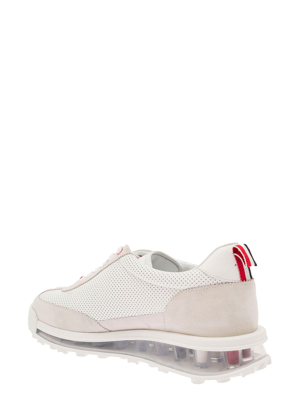 Low-Top Sneakers With Rwb Stripe White Leather Man Calf