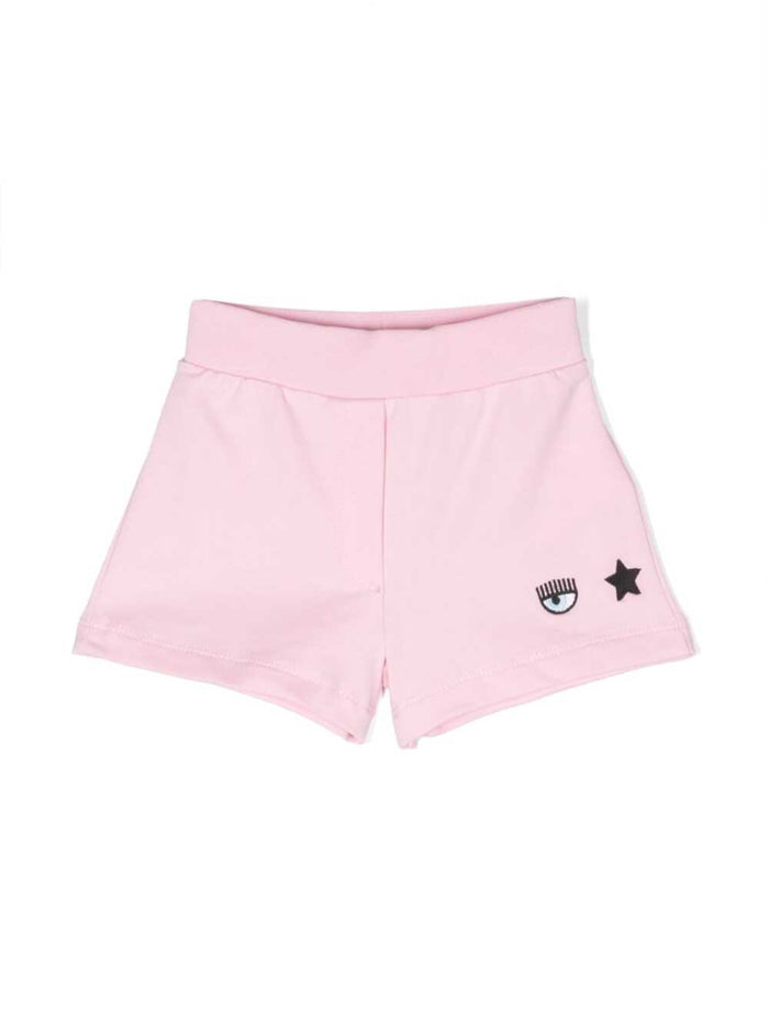 Casual Shorts With Signature Eyelike Logo Pink Cotton Girl Cotone And Bermuda