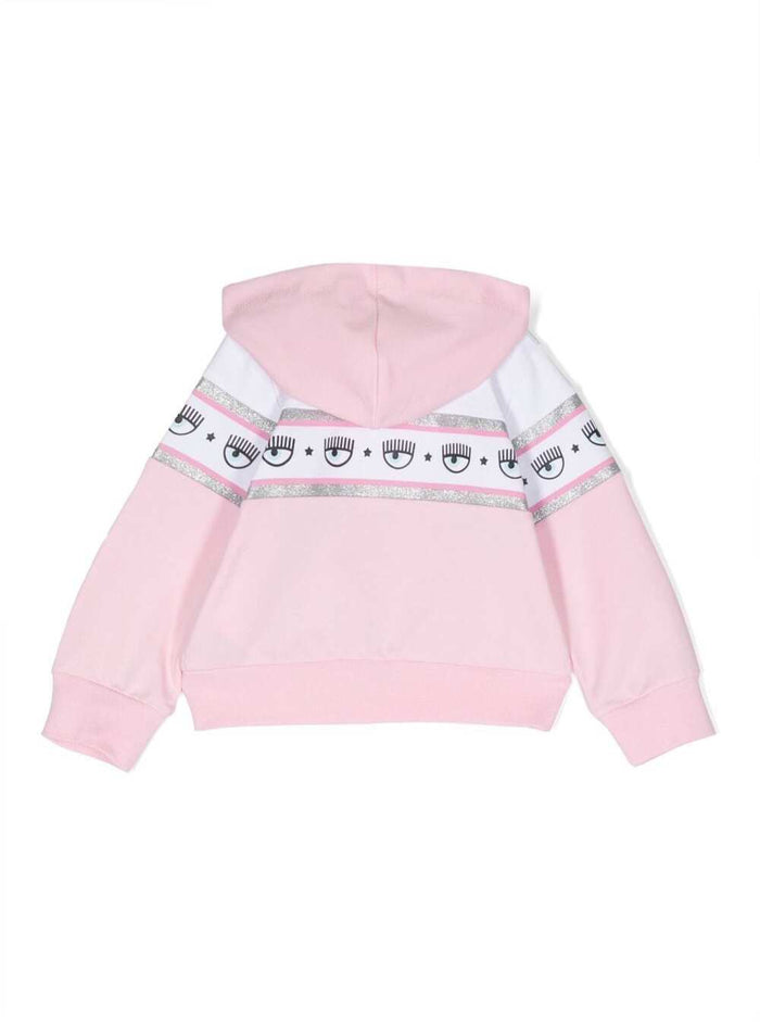 Hoodie With Signature Eyelike Logo Print Pink Cotton Girl Cotone Elastan Sweatshirts