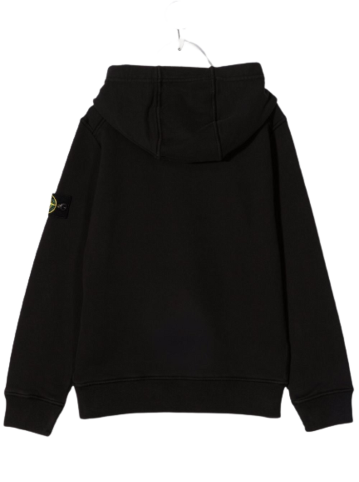 Black Cotton Hoodie With Logo Stone Island Kids Boy Sweatshirts