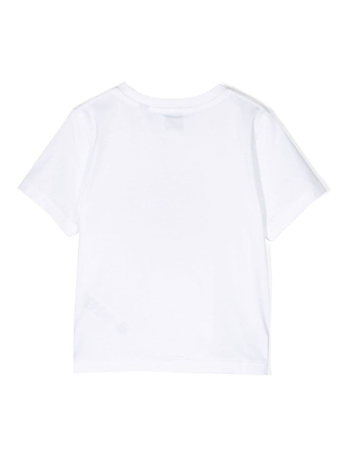 White T-Shirt With Crest Bear Print Cotton Boy Tshirts And Polo Shirts
