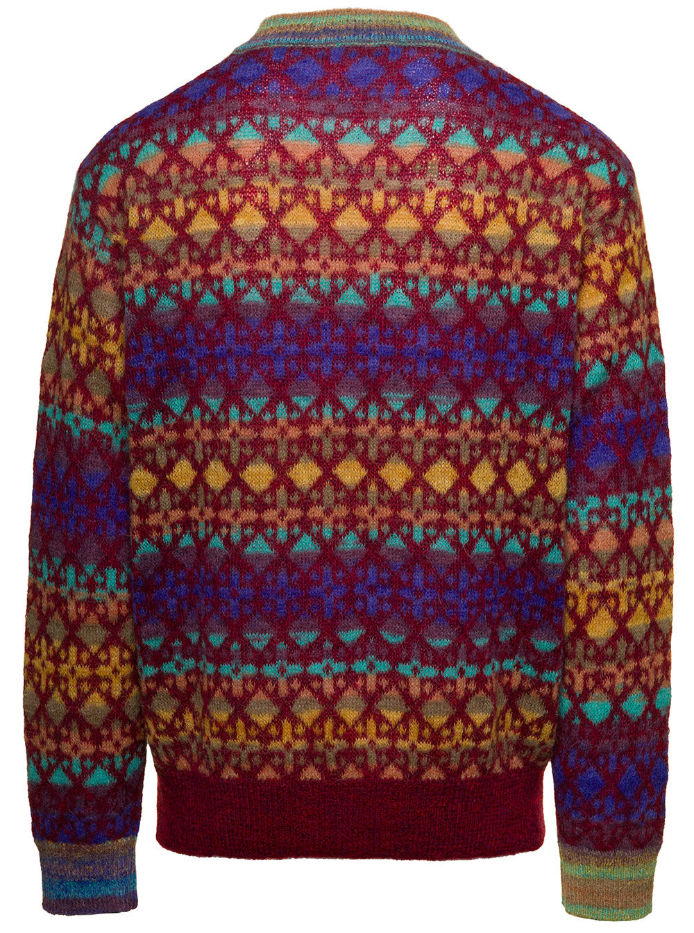 Multicolor Crewneck Sweater With Jacquard Motif Wool Man Mohair Polyamide Alpaca Jersey