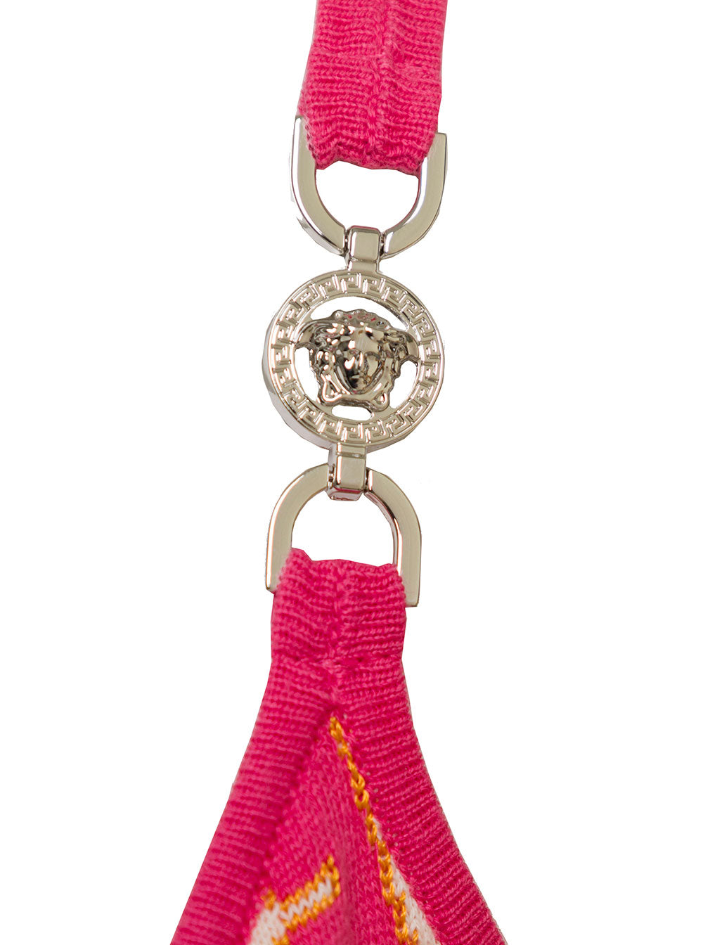 Mini Fuchsia Dress With All-Over Logo Lettering Print And Medusa Detail Cotton Blend Woman Fuxia Viscose