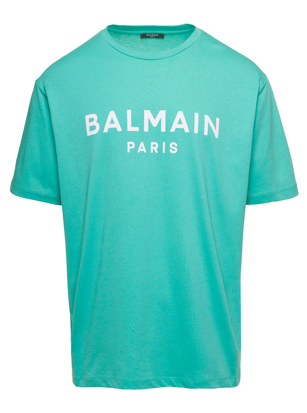 Crewneck T-Shirt With Printed Logo Green Cotton Man Organic Tshirts And Polo Shirts