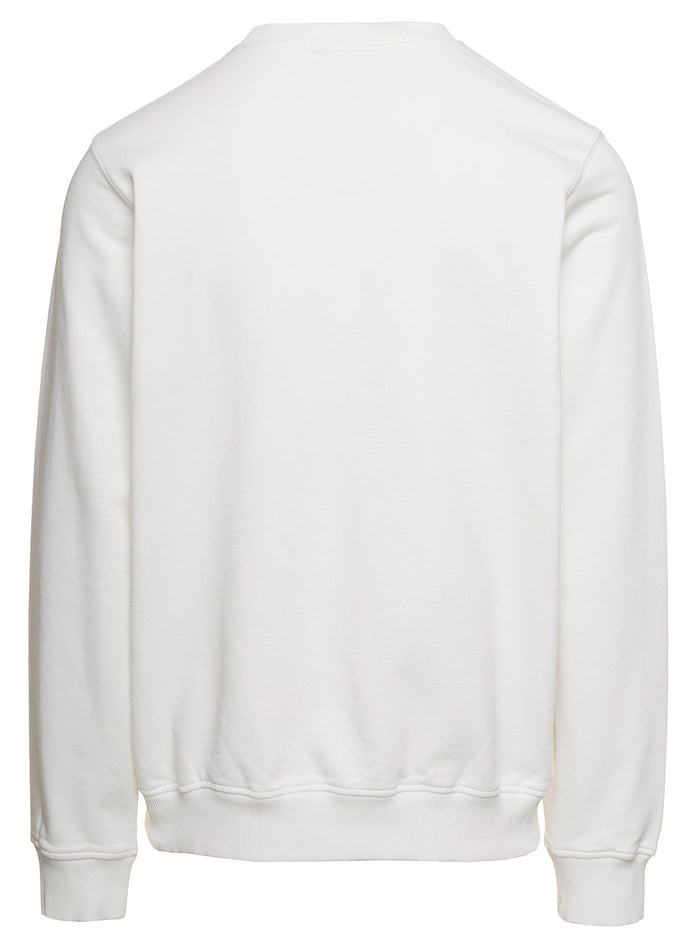 Sweatshirt With Fond Marin Logo Prin White Cotton Man Organic Sweatshirts