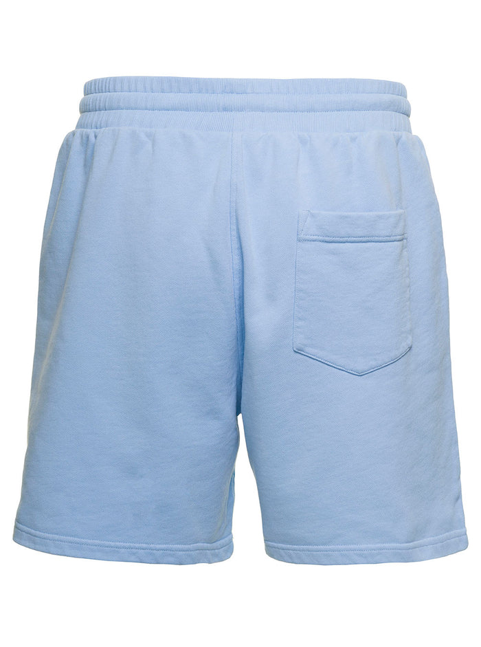 Shorts With Orange Logo Patch Light-Blue Cotton Woman Blu Organic And Bermuda