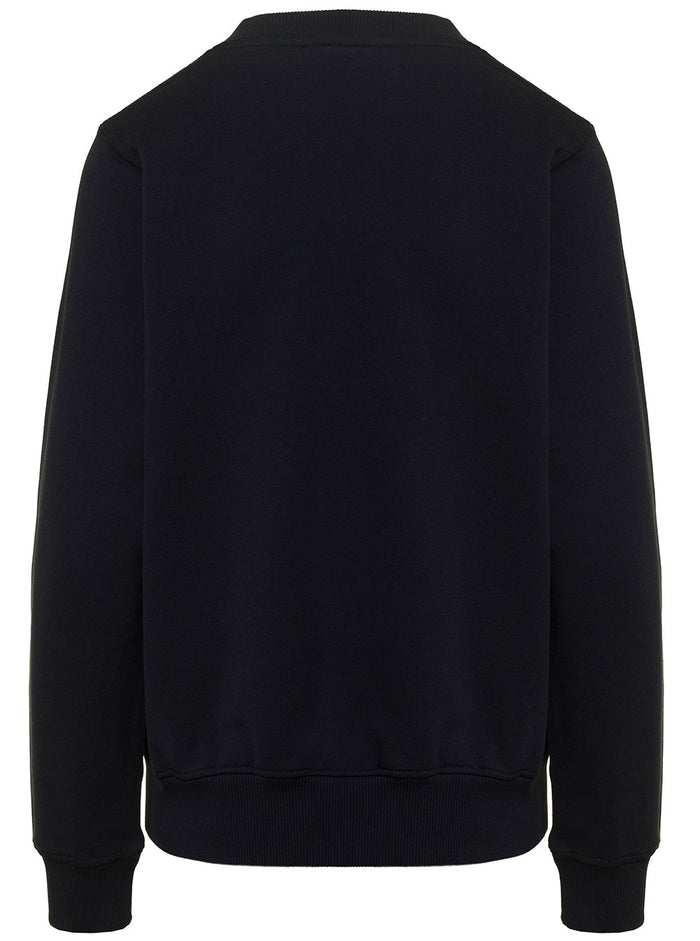 Sweatshirt With Embroidered Logo And Cactus Print Black Cotton Woman Organic Sweatshirts