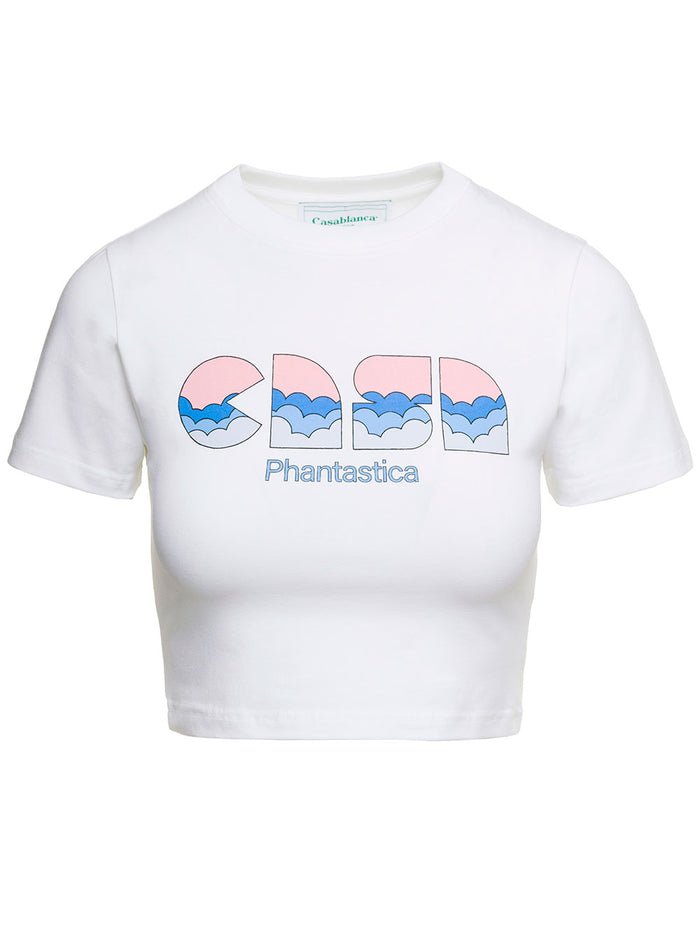 Casa Clouds Screen Printed Stretch Baby T-Shirt White Cotton Elastan Tshirts And Polo Shirts