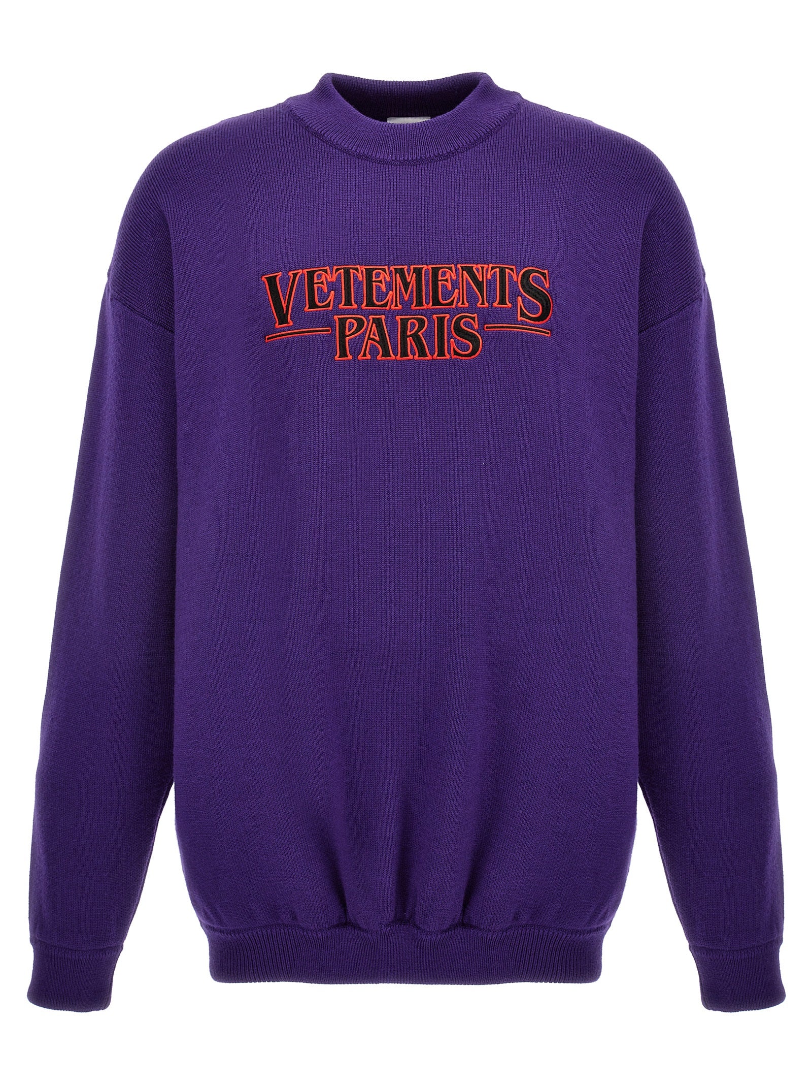 Vetements Paris Sweater Purple Merino Wool Sweater, Cardigans