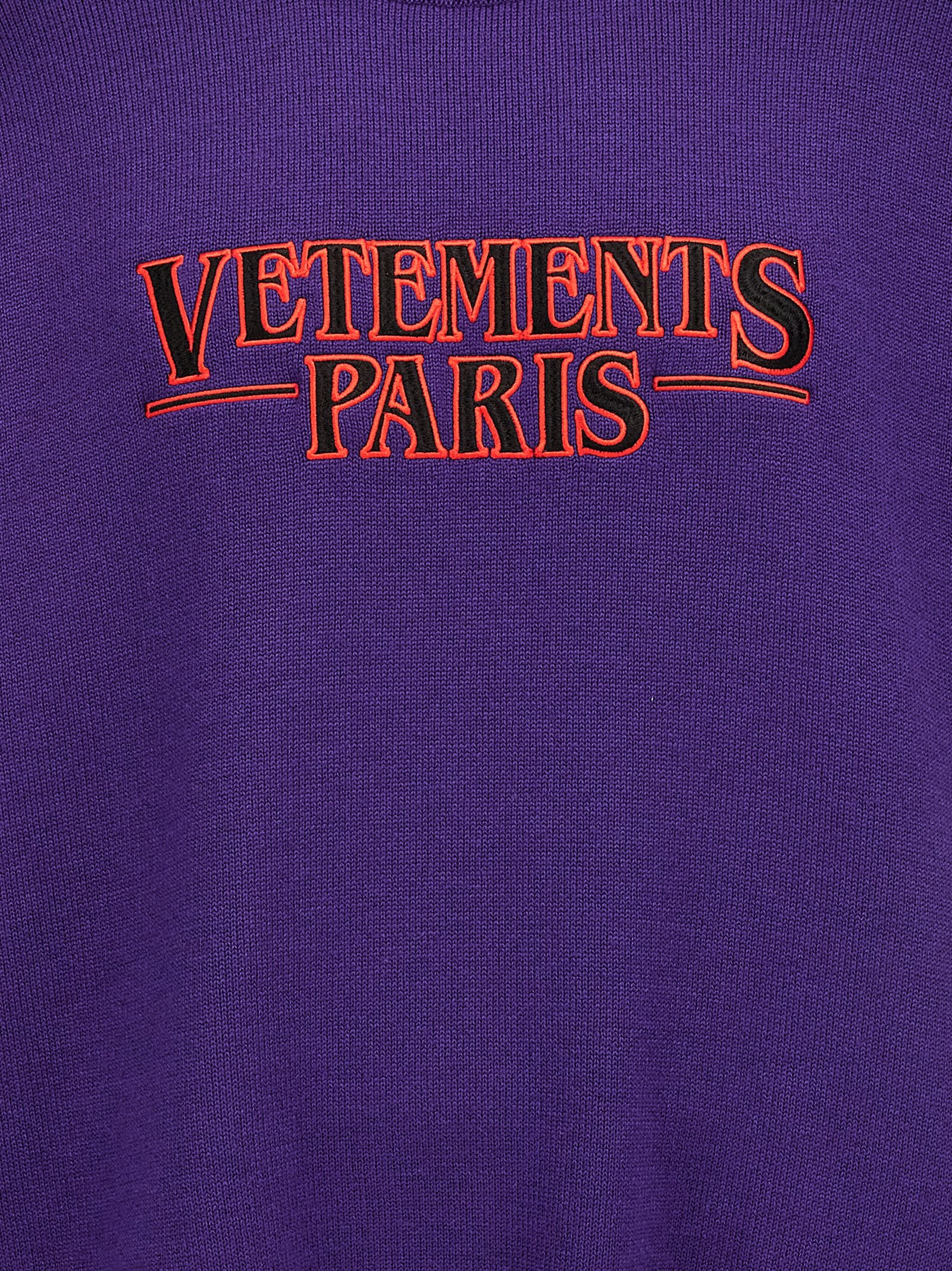 Vetements Paris Sweater Purple Merino Wool Sweater, Cardigans