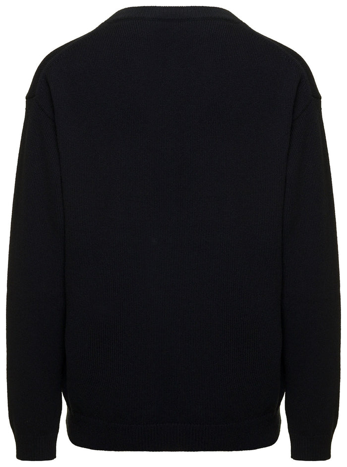 Black Sweatshirt With Boke Flower Print Wool Man Jersey