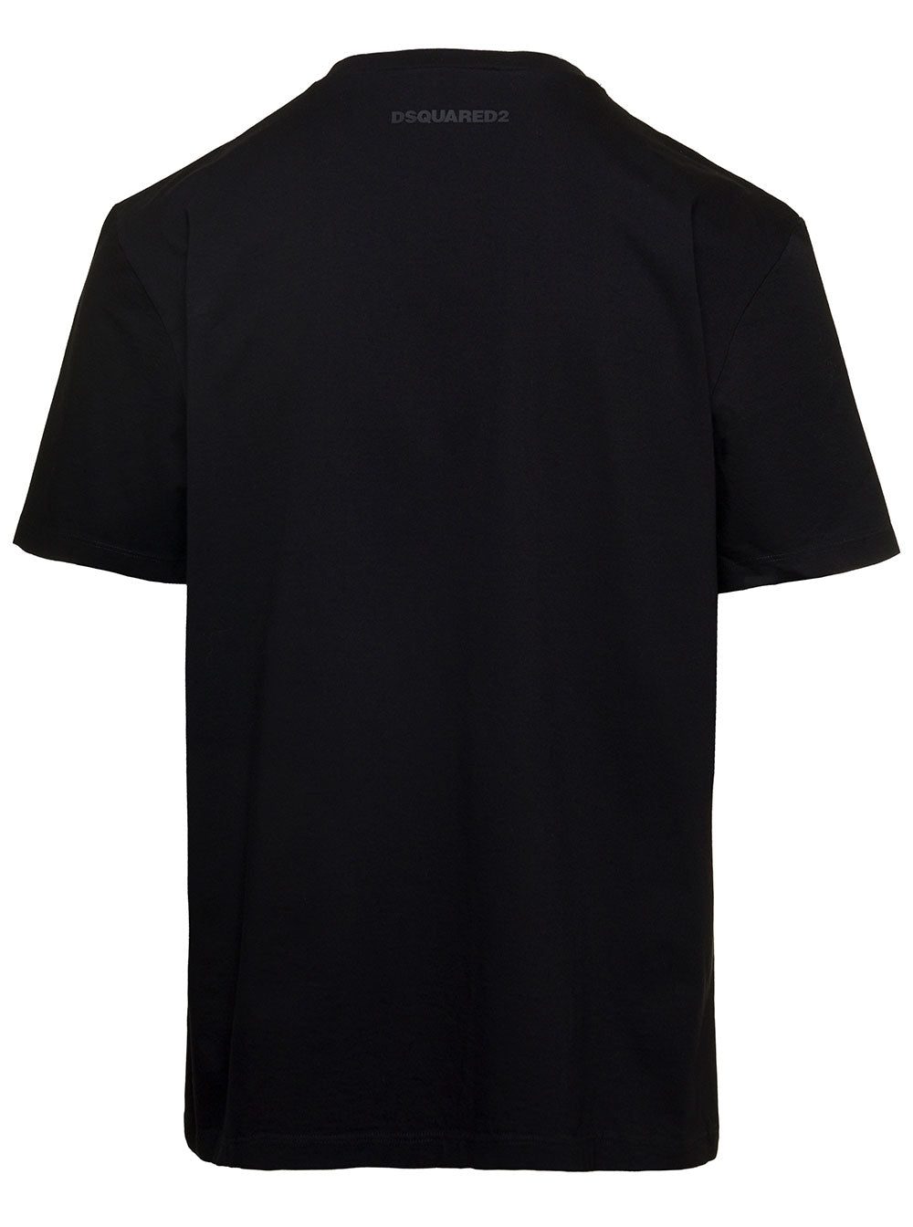 Black Crewneck T-Shirt With Studded Icon Detail Cotton Man Tshirts And Polo Shirts