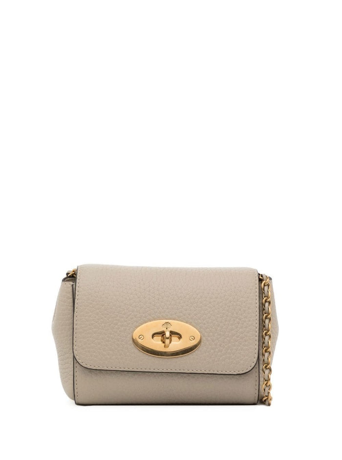 White Lily Crossbody Bag With Twist-Lock Detail And Grained Texture Leather Woman Bovine