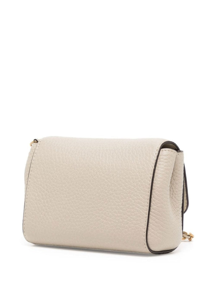 White Lily Crossbody Bag With Twist-Lock Detail And Grained Texture Leather Woman Bovine