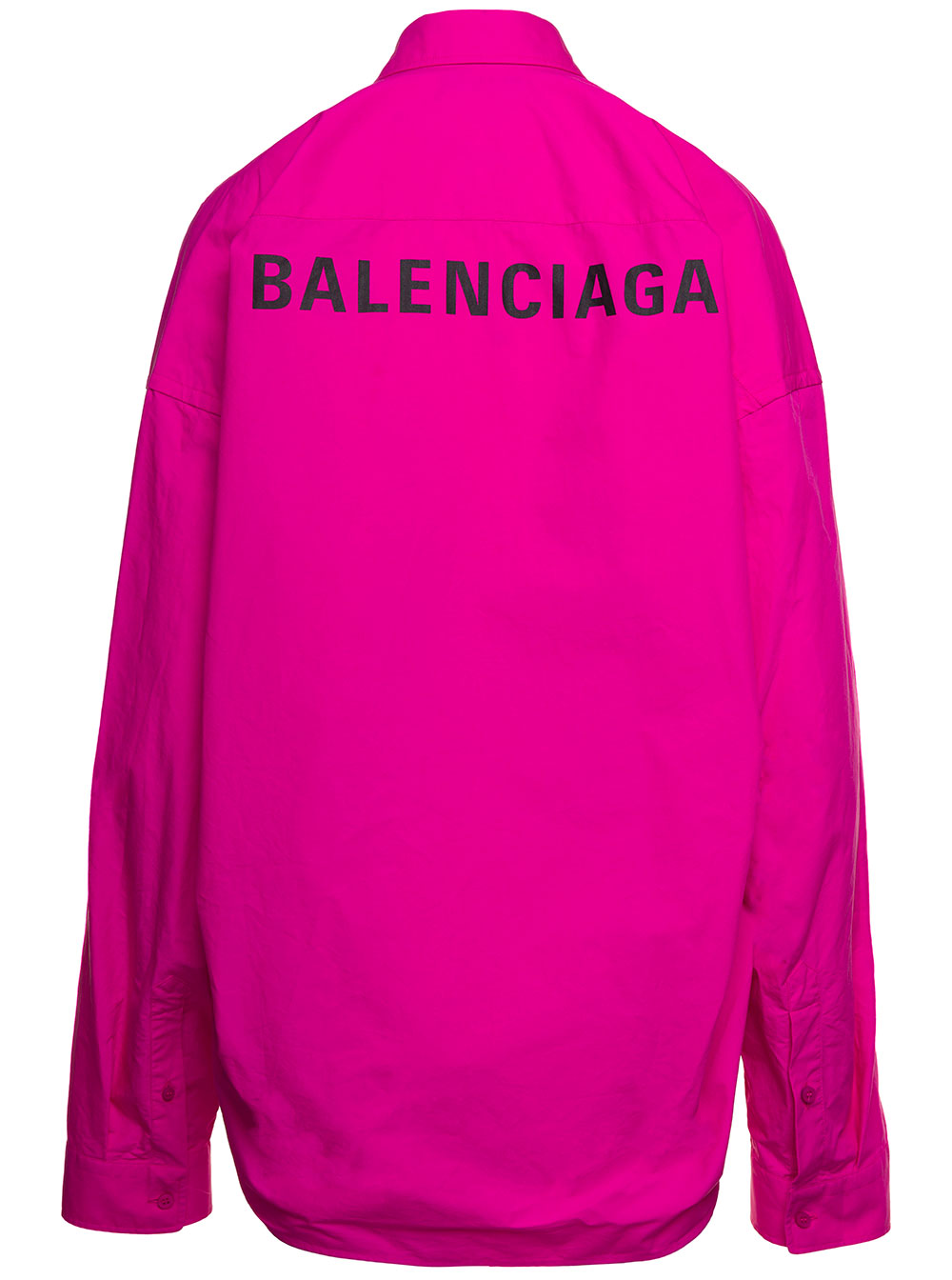 Fuchsia Shirt With Long Sleeves And Contrasting Logo Cotton Woman Fuxia Blouses