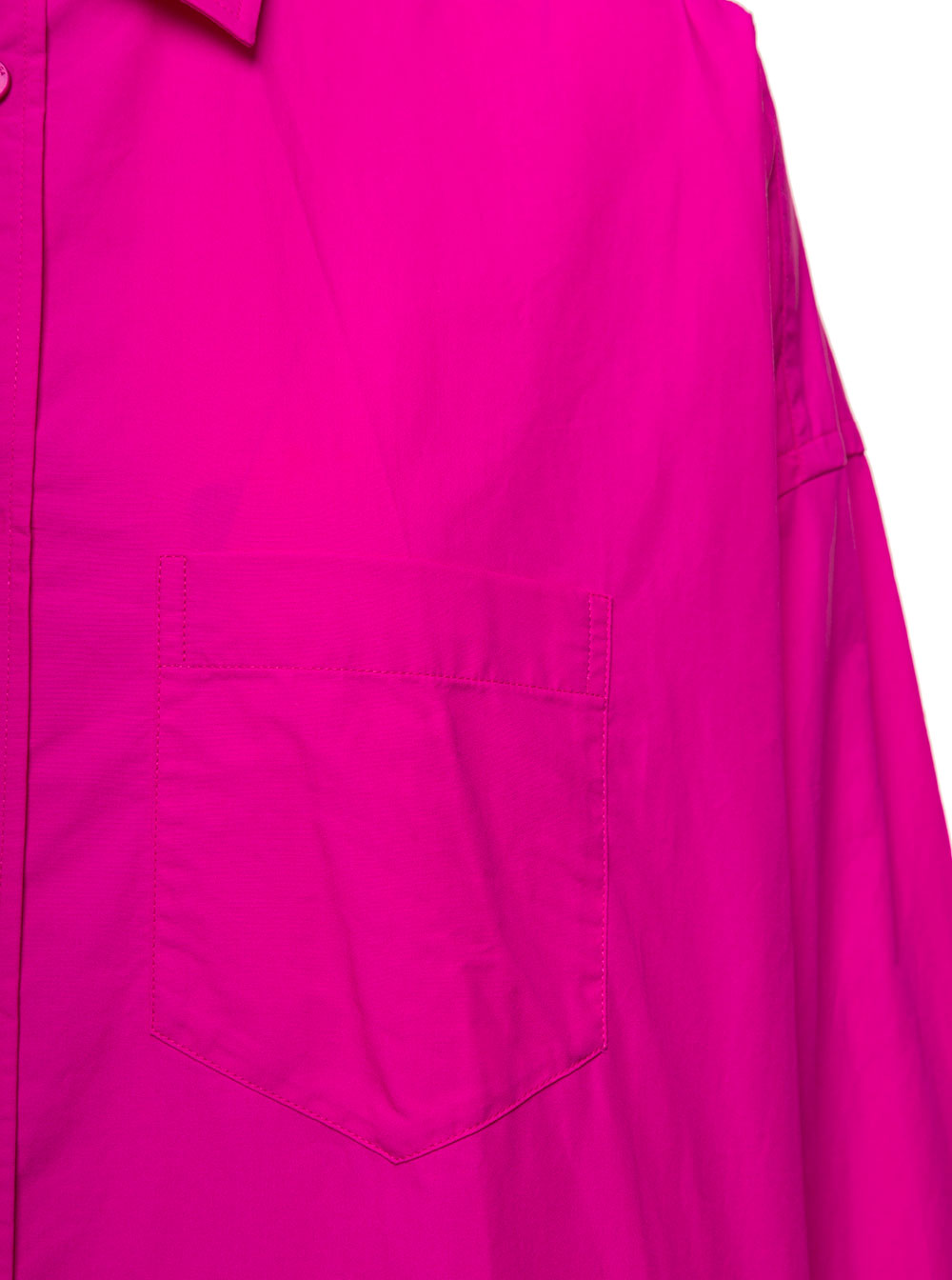 Fuchsia Shirt With Long Sleeves And Contrasting Logo Cotton Woman Fuxia Blouses