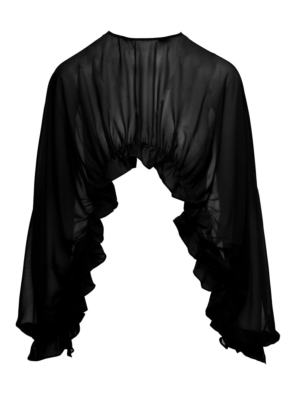 Black Carambola Ruffled Shrug Light Chiffon Woman Polyester Jersey