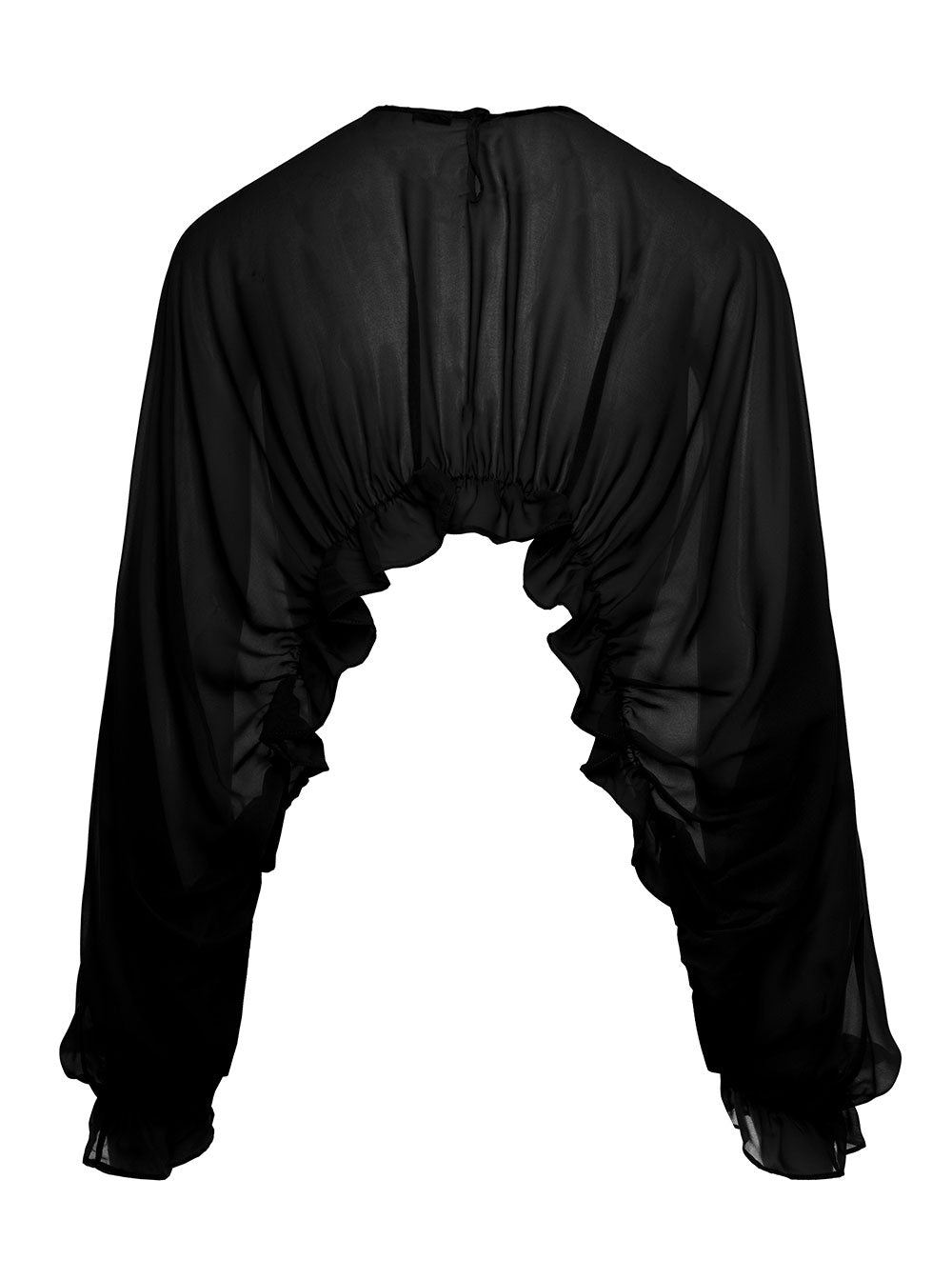 Black Carambola Ruffled Shrug Light Chiffon Woman Polyester Jersey