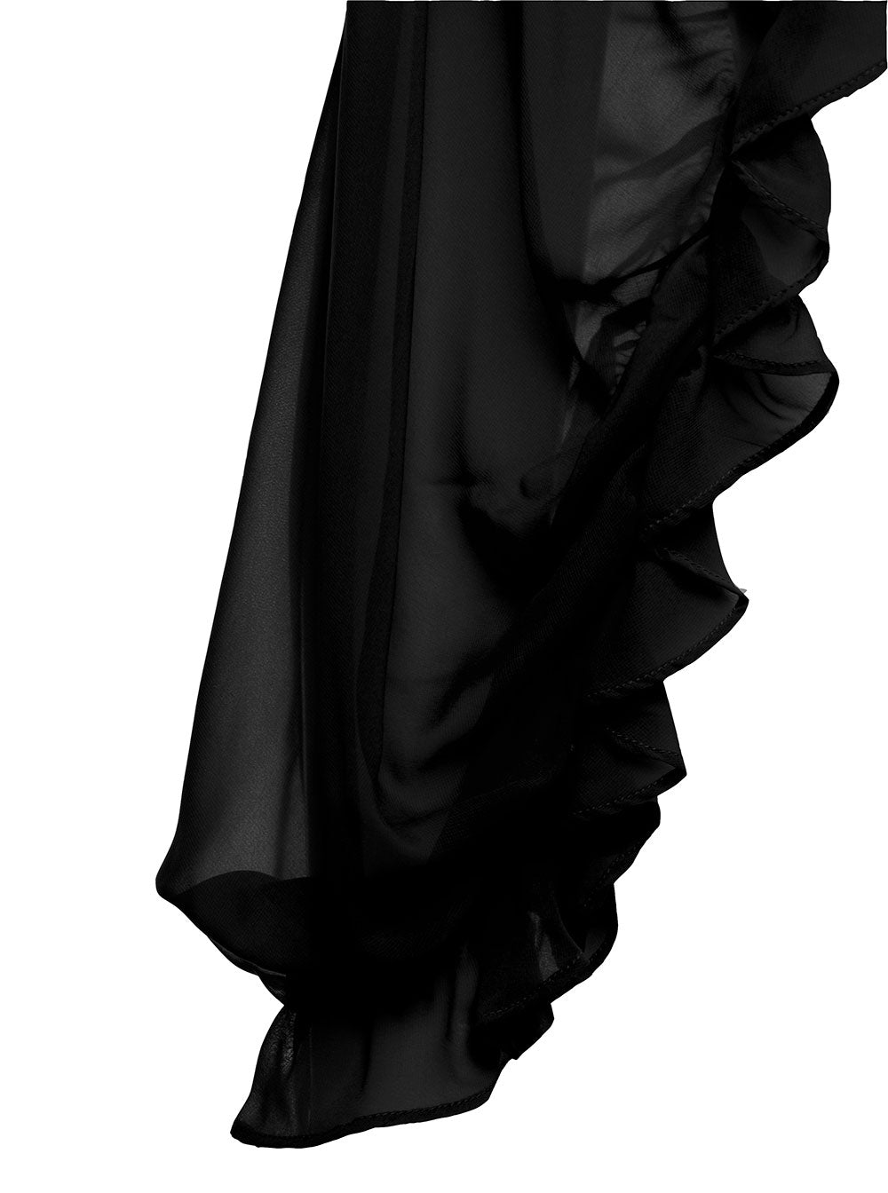 Black Carambola Ruffled Shrug Light Chiffon Woman Polyester Jersey