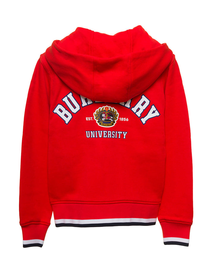 Red Hoodie With College-Style Logo Print At The Back Cotton Boy Sweatshirts