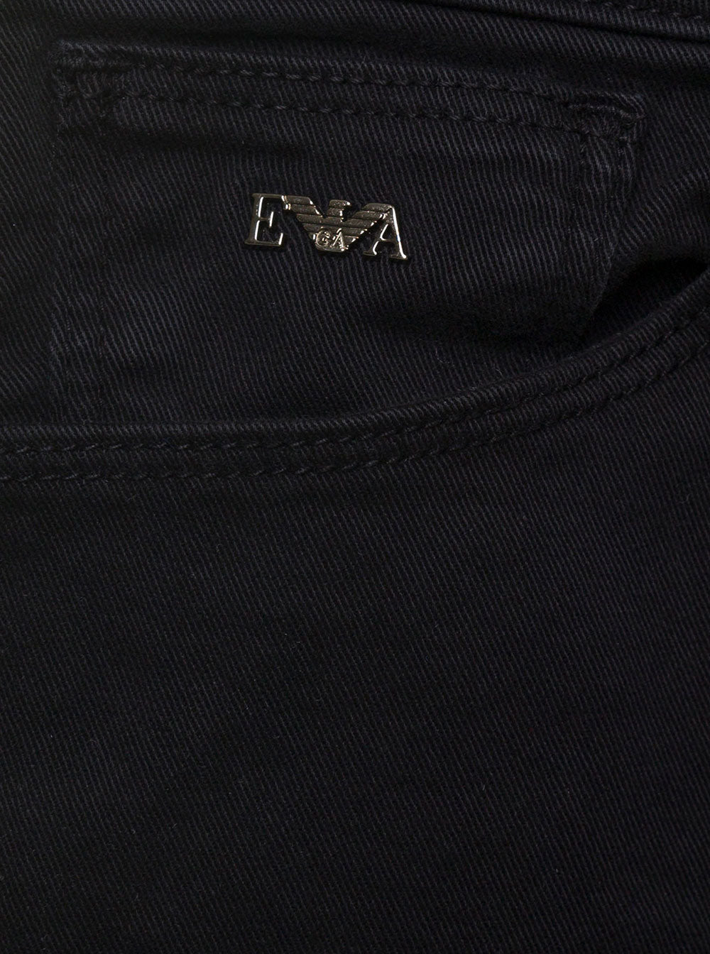 Black Five-Pocket Jeans With Metal Logo Patch Stretch Cotton Denim Boy Elastane Trousers