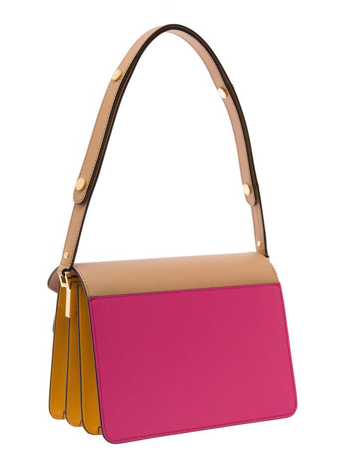 Multicolour Trunk Shoulder Bag With Gold-Tone Details Leather Woman Calf