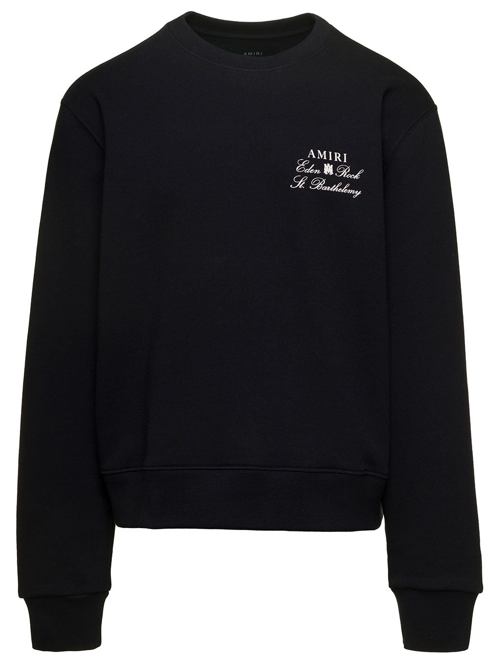 Black Crewneck Sweatshirt With Amiri X Eden Rock Print Cotton Man Sweatshirts