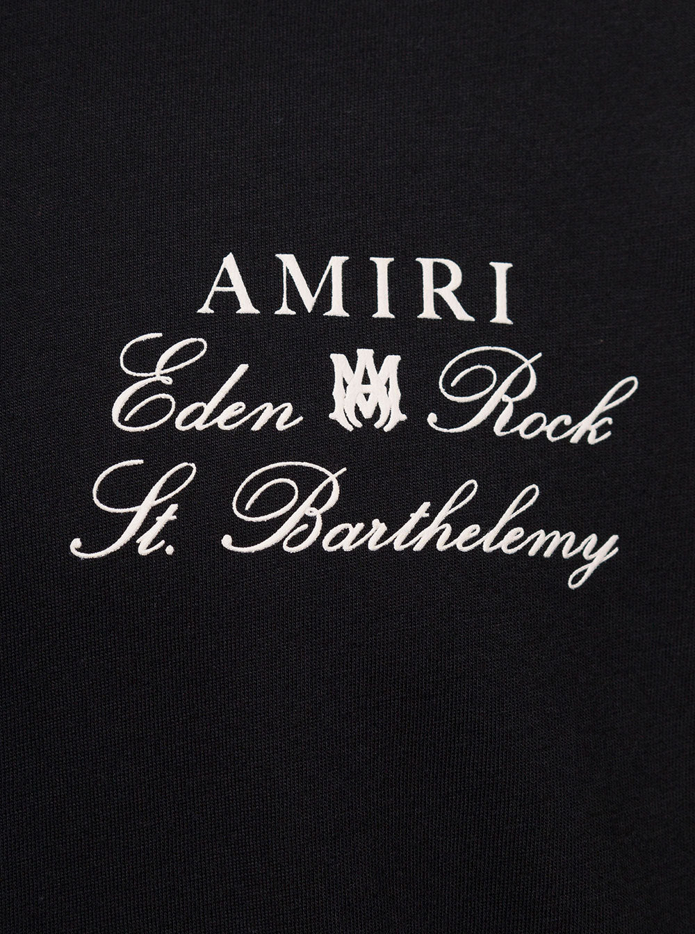 Black Crewneck T-Shirt With Amiri X Eden Rock Print Cotton Man Tshirts And Polo Shirts