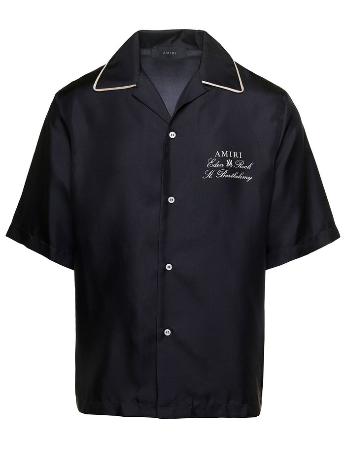 Black Bowling Shirt With Amiri X Eden Rock Print Silk Man And Blouses