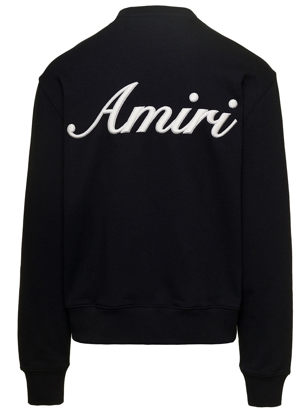 Black Crewneck Sweatshirt With Contrasting Logo Embroidery Cotton Man Sweatshirts