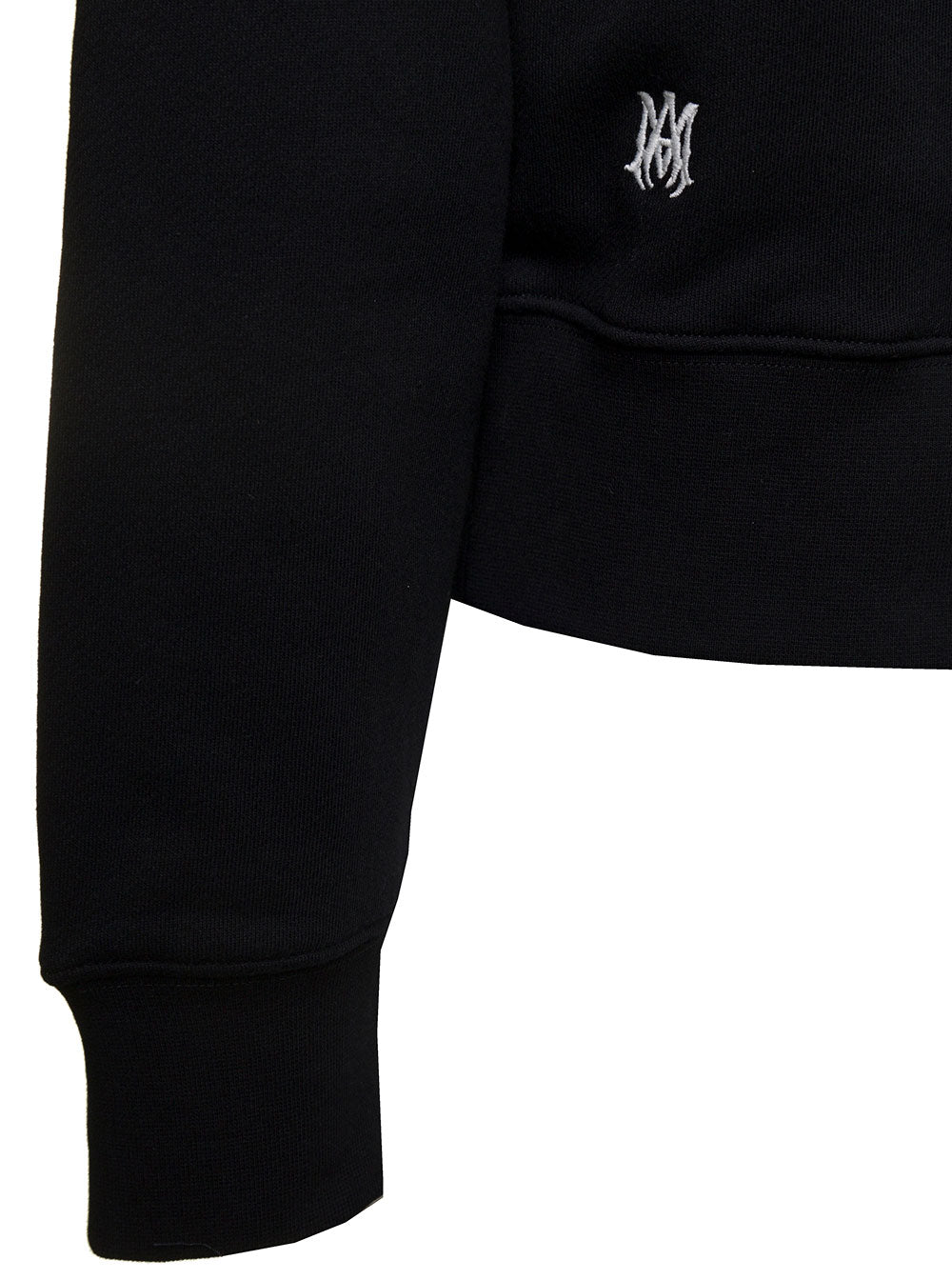 Black Crewneck Sweatshirt With Contrasting Logo Embroidery Cotton Man Sweatshirts