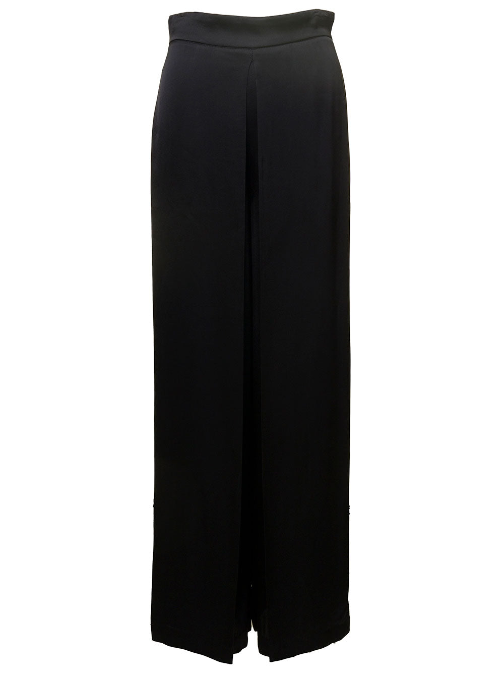Wide Leg Belmont Pants Black Viscose Woman Trousers