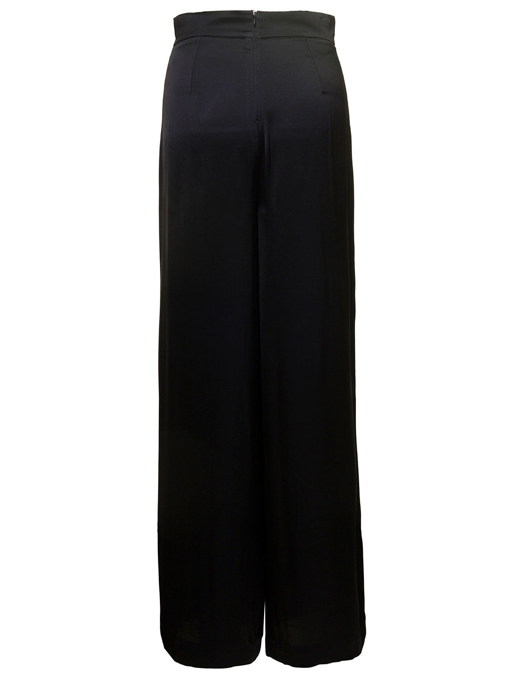 Wide Leg Belmont Pants Black Viscose Woman Trousers
