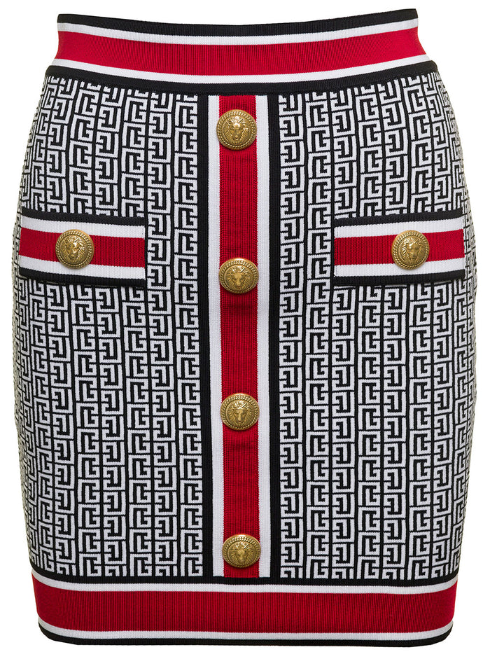 Multicolour Knitted Mini Skirt With Monogram Detail Viscose Woman Polyester Polyamide