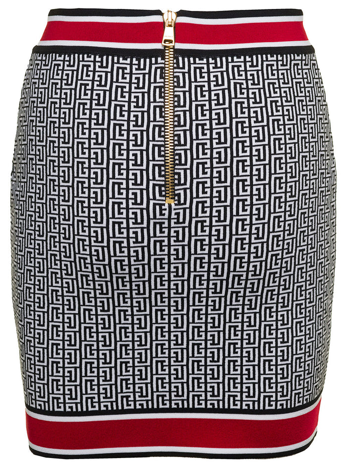 Multicolour Knitted Mini Skirt With Monogram Detail Viscose Woman Polyester Polyamide