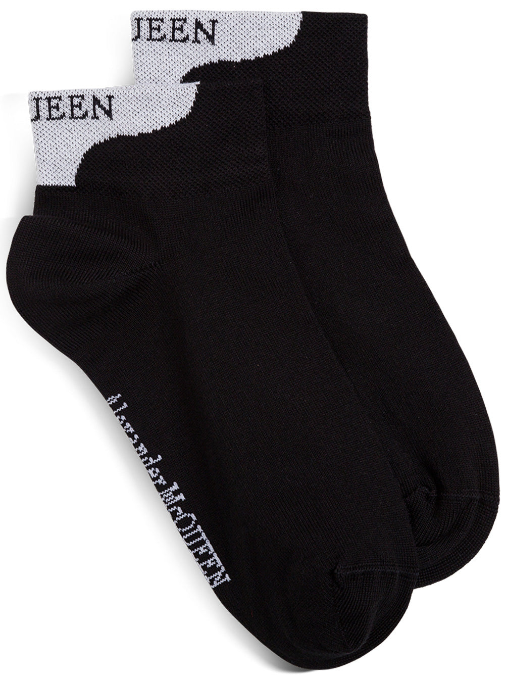 Black Cotton Socks With Logo Alexander Mcqueen Woman Polyammide Elastan Underwear