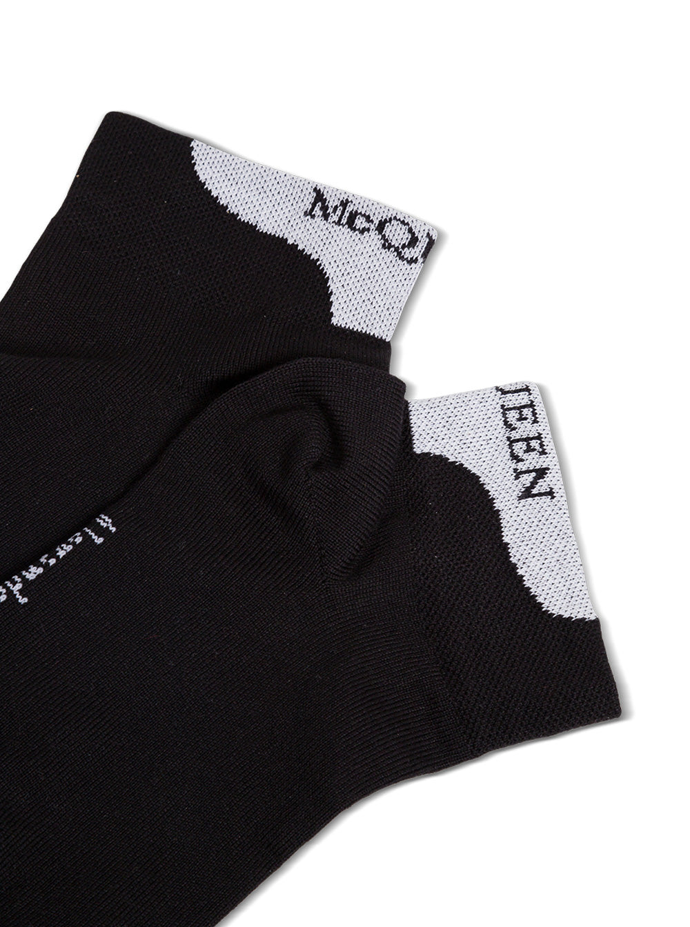 Black Cotton Socks With Logo Alexander Mcqueen Woman Polyammide Elastan Underwear