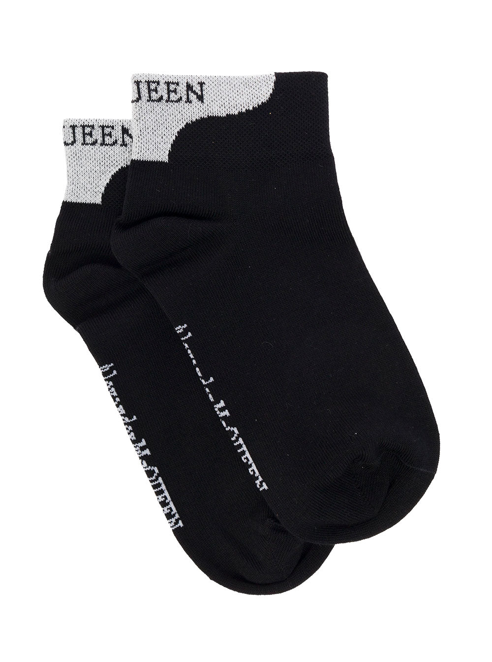 Black Cotton Socks With Logo Alexander Mcqueen Woman Polyammide Elastan Underwear
