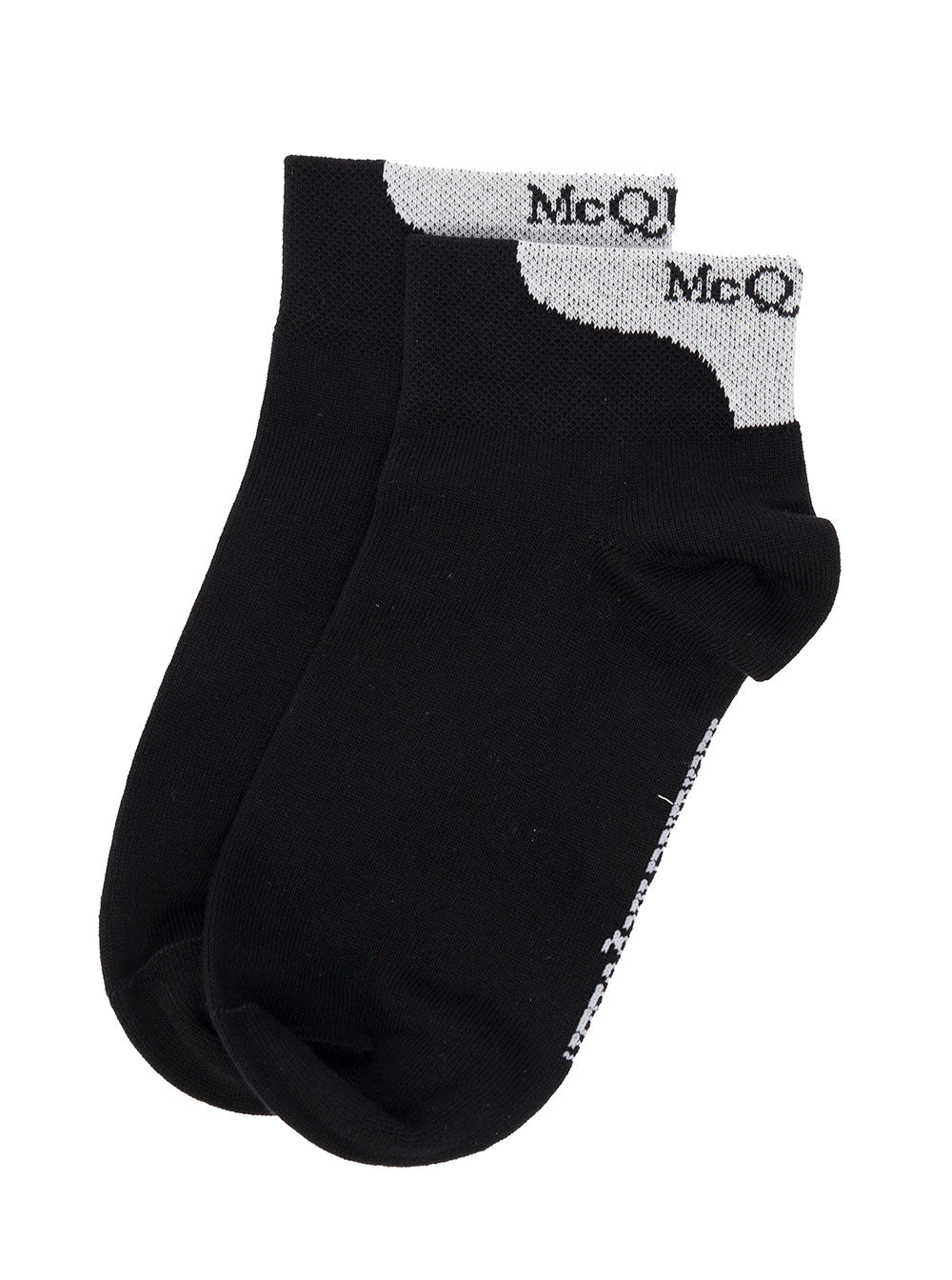 Black Cotton Socks With Logo Alexander Mcqueen Woman Polyammide Elastan Underwear