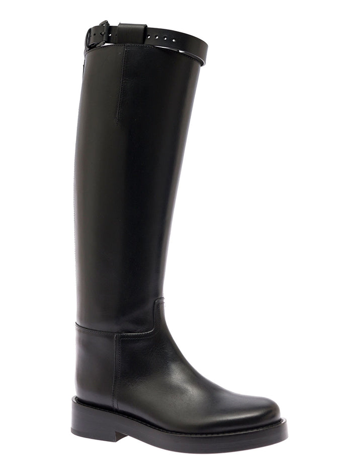 Ann Demeulemneester Womans Stan Black Leather Boots Cow
