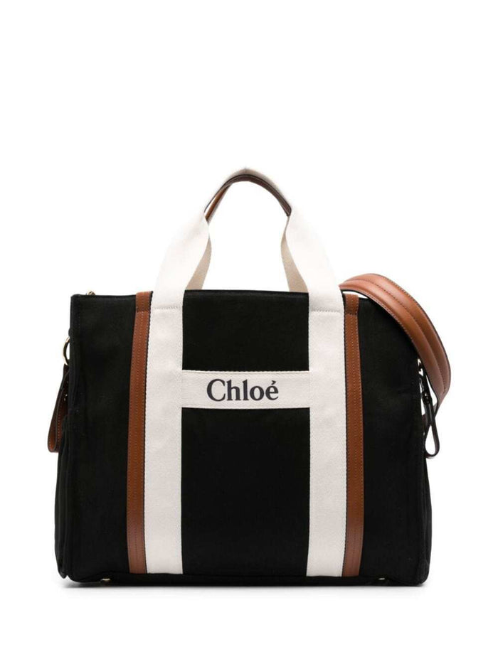 Multicolour Hand Bag And Changing Pad With Logo Print Shoulder Strap Cotton Girl Black Crossbody