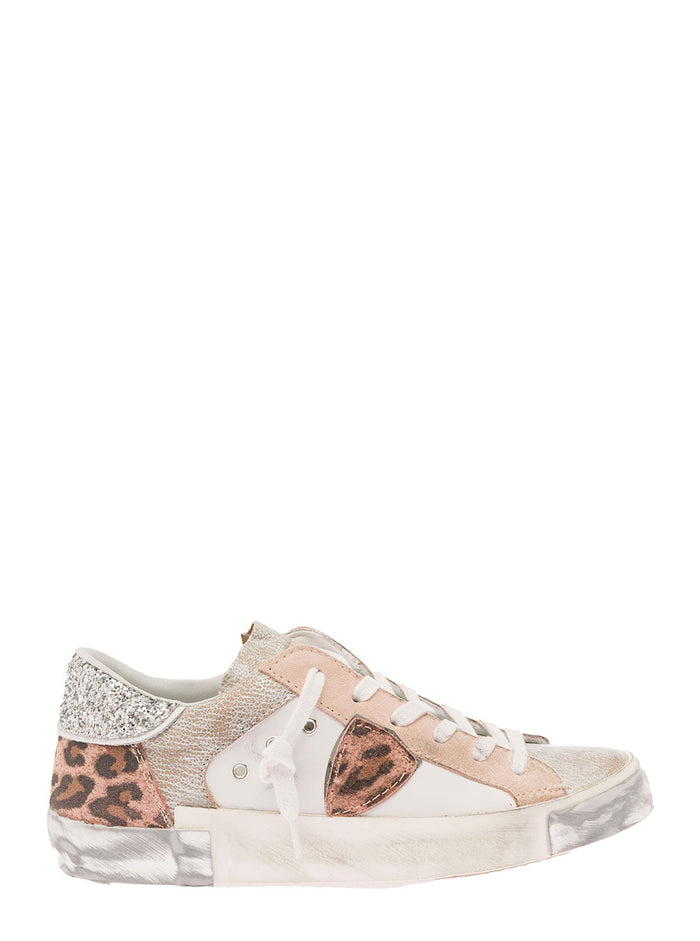 Low Top Sneakers White Leather Woman Calf Polyurethane