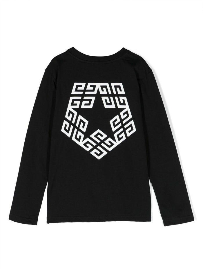 Black T-Shirt With Contrasting Maxi Logo And 4g Motif Cotton Boy Tshirts Polo Shirts