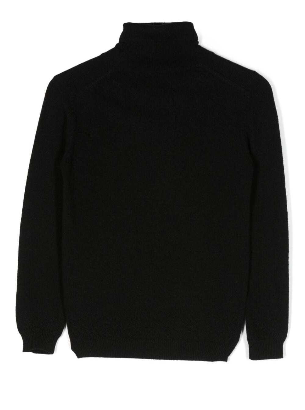 Black Turtle-Necked Jumper With Long Sleeves Virgin Wool Boy Jersey