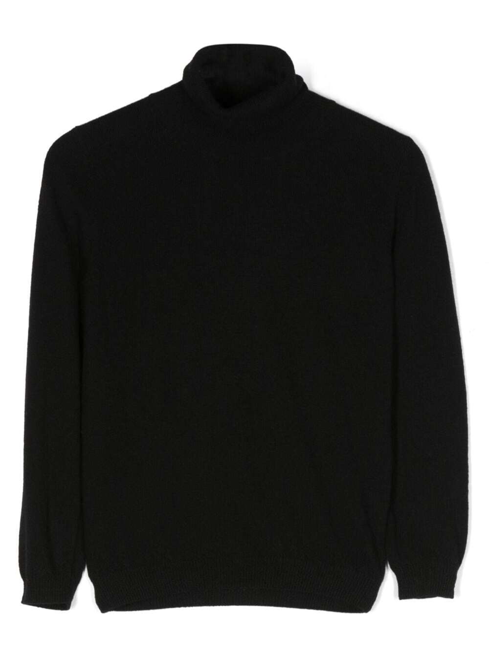 Black Turtle-Necked Jumper With Long Sleeves Virgin Wool Boy Jersey