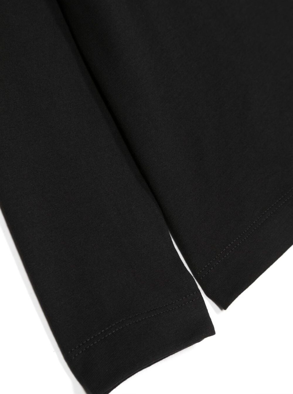 Black T-Shirt With Long Sleeves And Contrasting Logo Print Cotton Boy Tshirts Polo Shirts