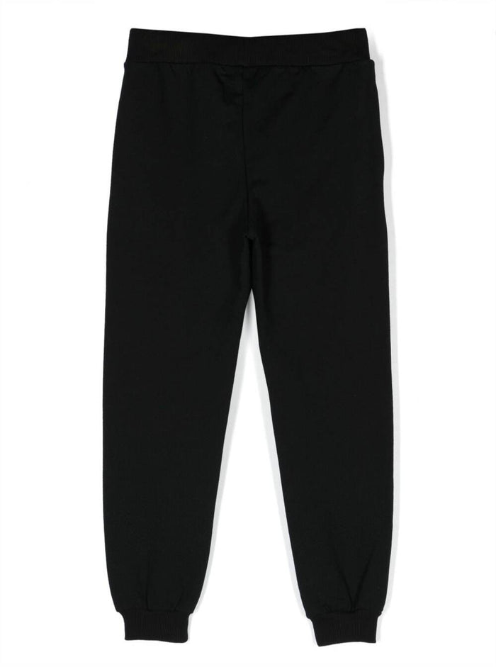 Black Track Pants And Contrasting Maxi Logo Stretch Cotton Boy Elastane Trousers